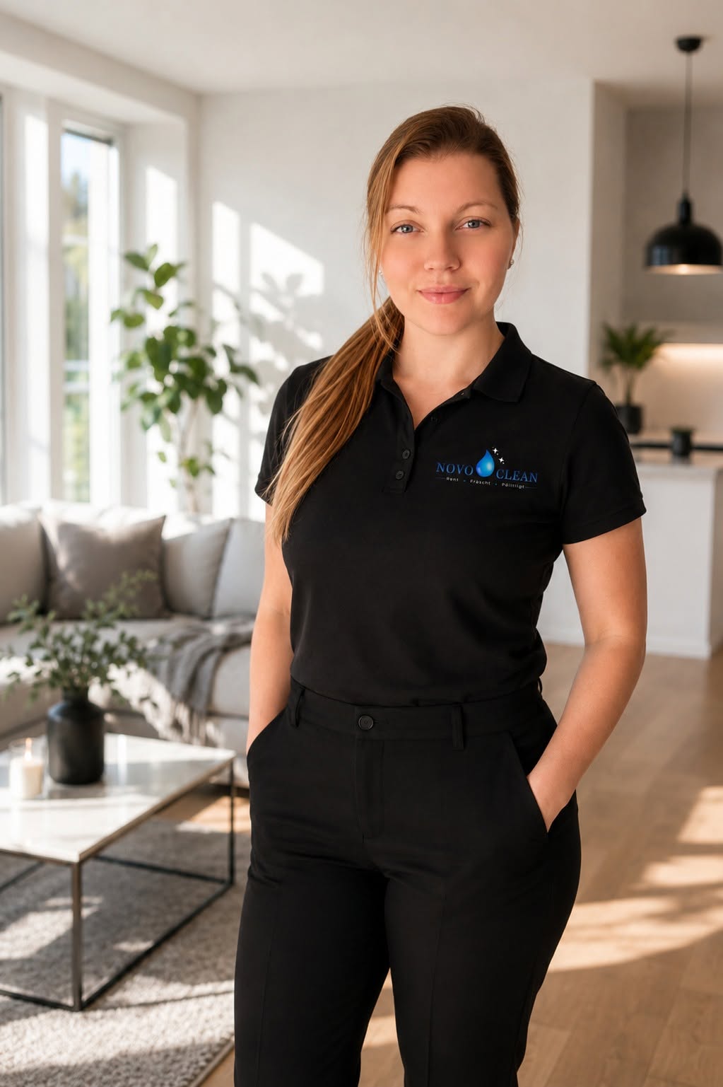 Mörkhårig kvinna o svarta kläder